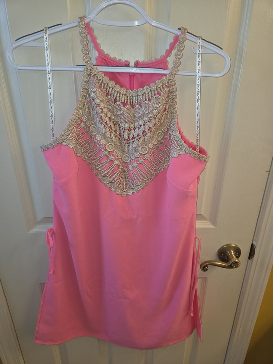 Lilly Pulitzer Pants - Lilly Pulitzer Pink Embellished Crochet Halter Romper/dress